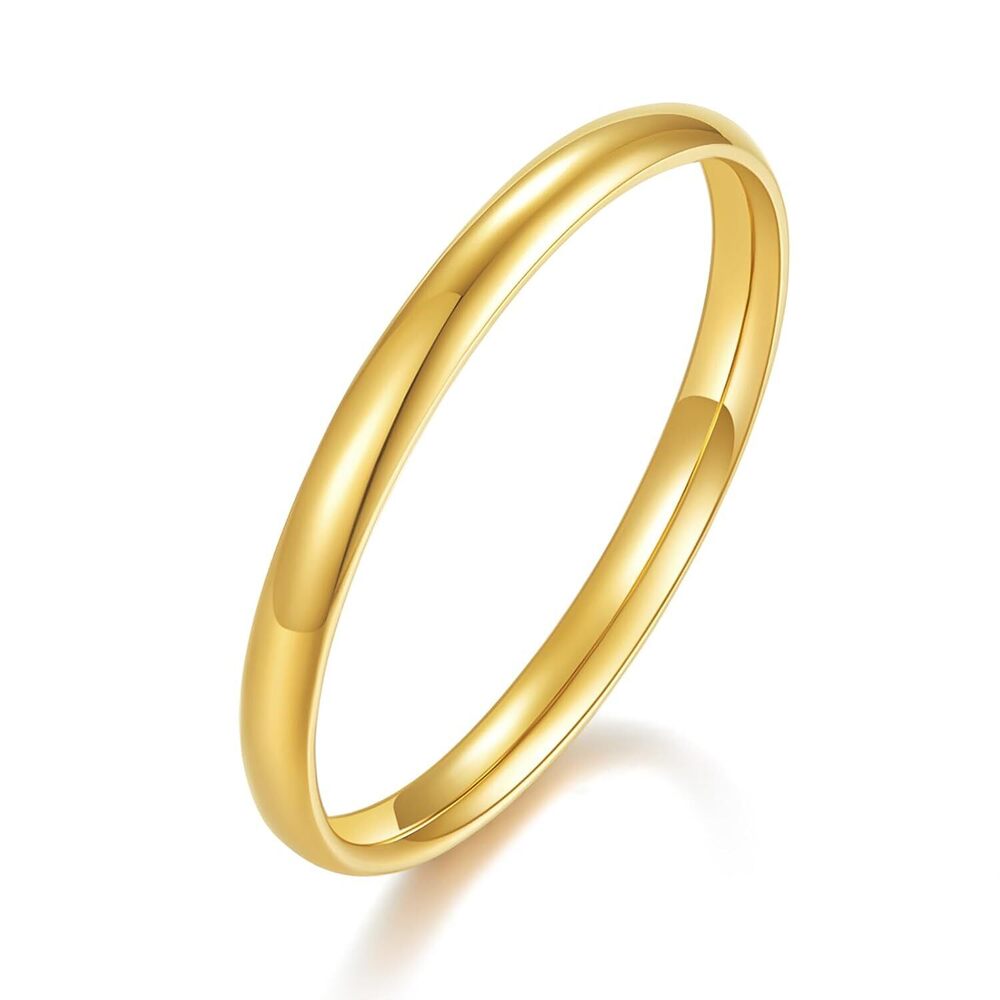 Wedding Band | Waterproof | 14K Gold Plated | Plain Dome Tarnish Resistant